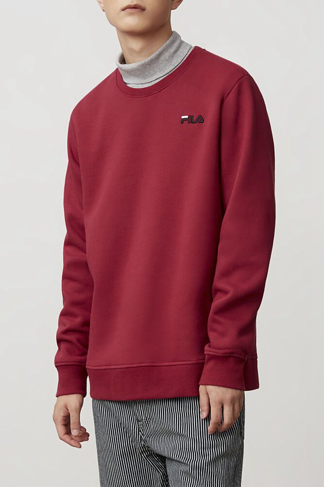 Fila Colona Red Sweatshirt Mens - NZ 89176-KMTG